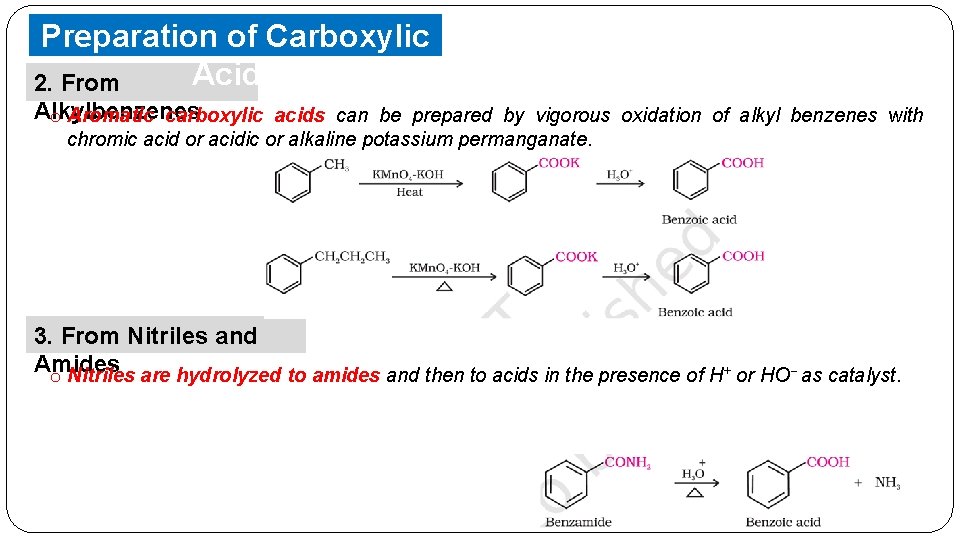 Preparation of Carboxylic Acids 2. From Alkylbenzenes o Aromatic carboxylic acids can be prepared