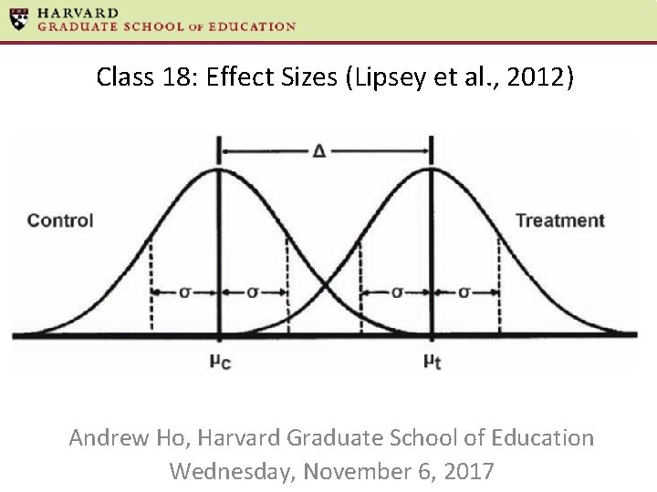 Class 18: Effect Sizes (Lipsey et al. , 2012) Andrew Ho, Harvard Graduate School