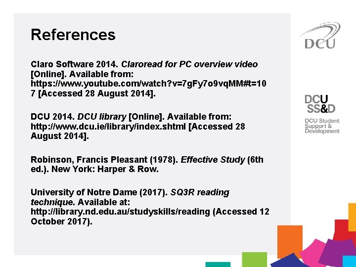 References Claro Software 2014. Claroread for PC overview video [Online]. Available from: https: //www.