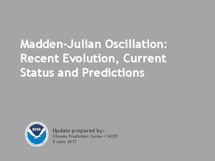 Madden-Julian Oscillation: Recent Evolution, Current Status and Predictions Update prepared by: Climate Prediction Center