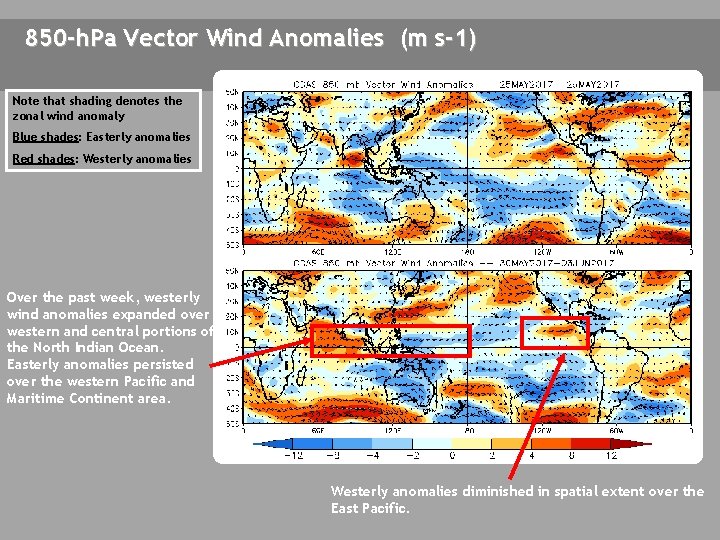 850 -h. Pa Vector Wind Anomalies (m s-1) Note that shading denotes the zonal