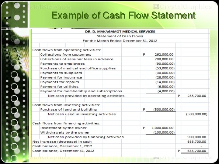 Example of Cash Flow Statement 