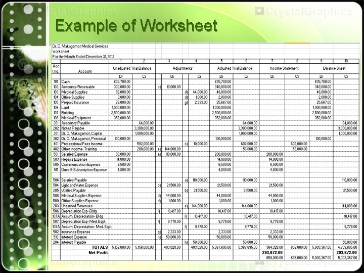 Example of Worksheet 