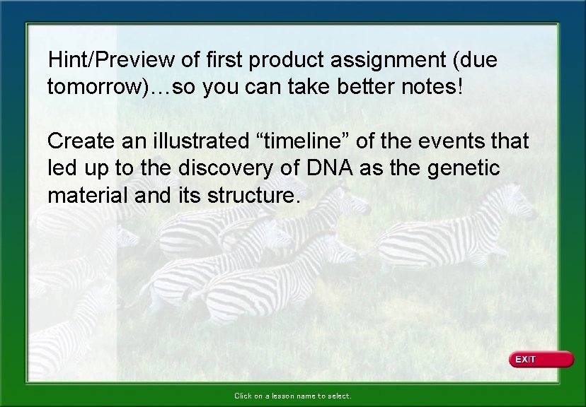 Hint/Preview of first product assignment (due tomorrow)…so you can take better notes! Create an