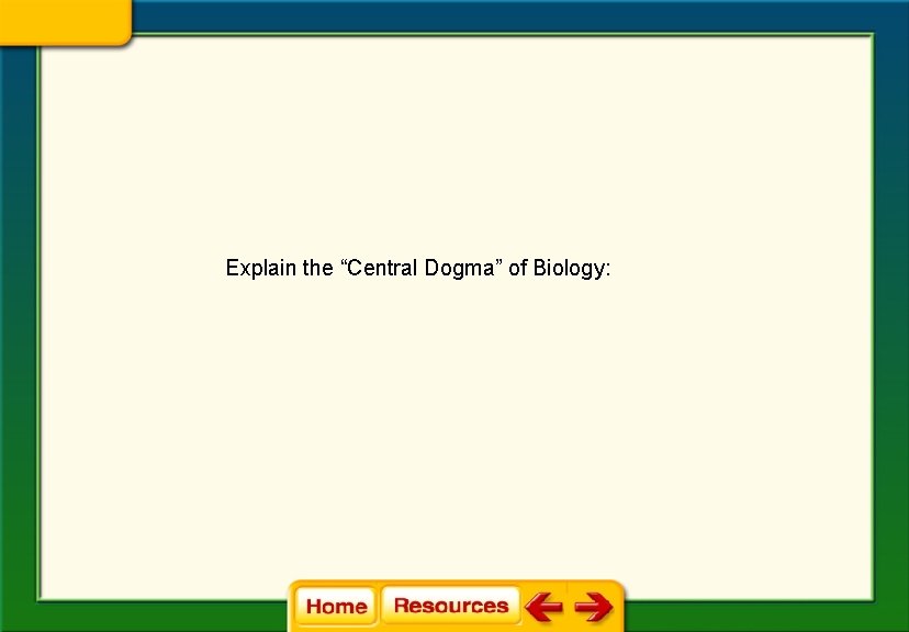 Explain the “Central Dogma” of Biology: 