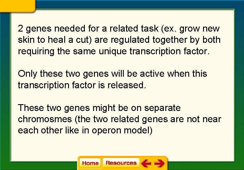 2 genes needed for a related task (ex. grow new skin to heal a