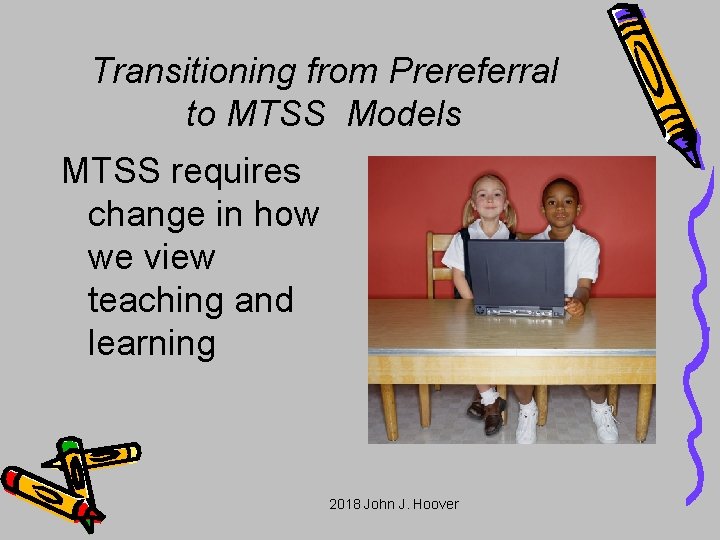 Transitioning from Prereferral to MTSS Models MTSS requires change in how we view teaching