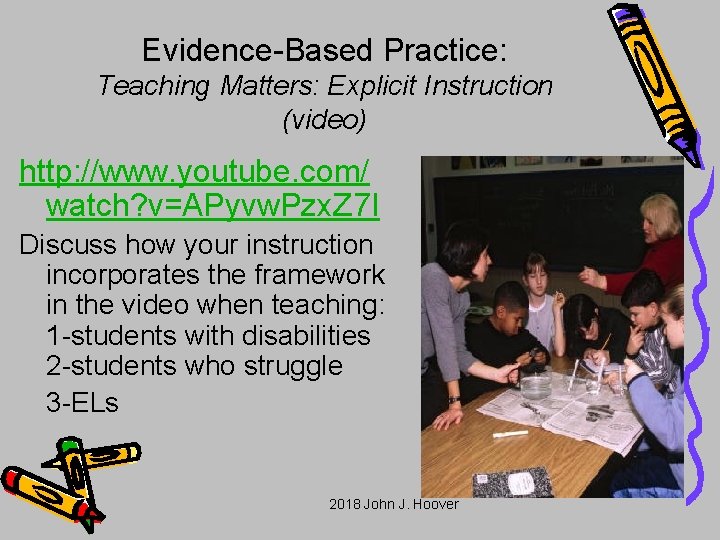 Evidence-Based Practice: Teaching Matters: Explicit Instruction (video) http: //www. youtube. com/ watch? v=APyvw. Pzx.