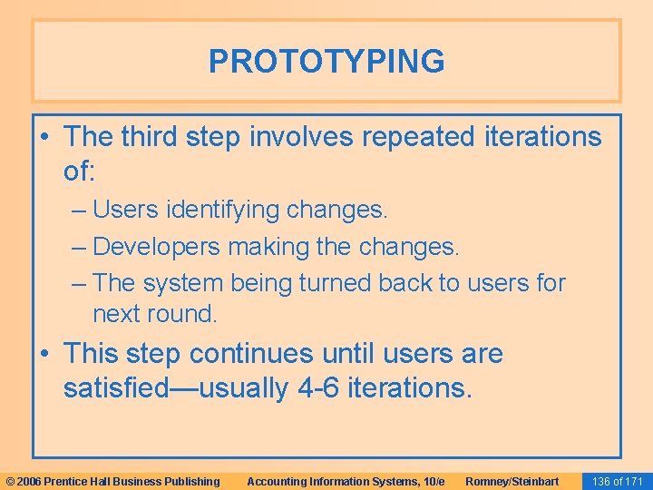 PROTOTYPING • The third step involves repeated iterations of: – Users identifying changes. – PROTOTYPING • The third step involves repeated iterations of: – Users identifying changes. –