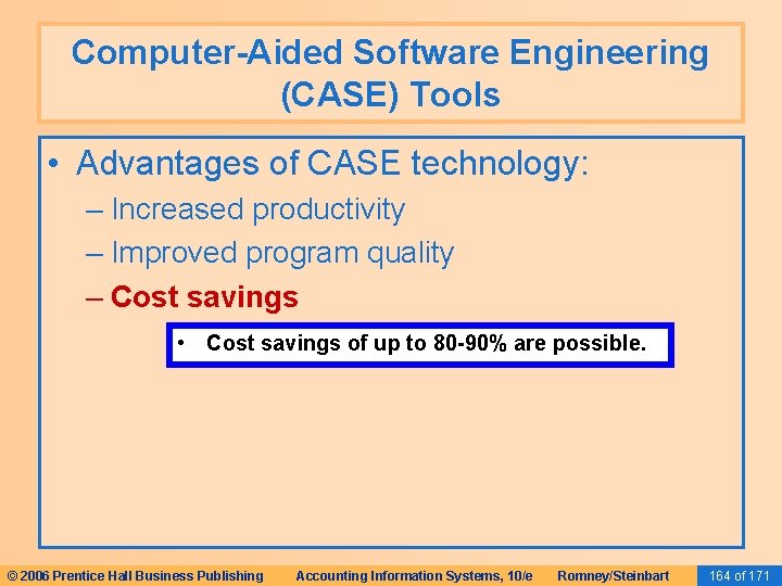 Computer-Aided Software Engineering (CASE) Tools • Advantages of CASE technology: – Increased productivity – Computer-Aided Software Engineering (CASE) Tools • Advantages of CASE technology: – Increased productivity –