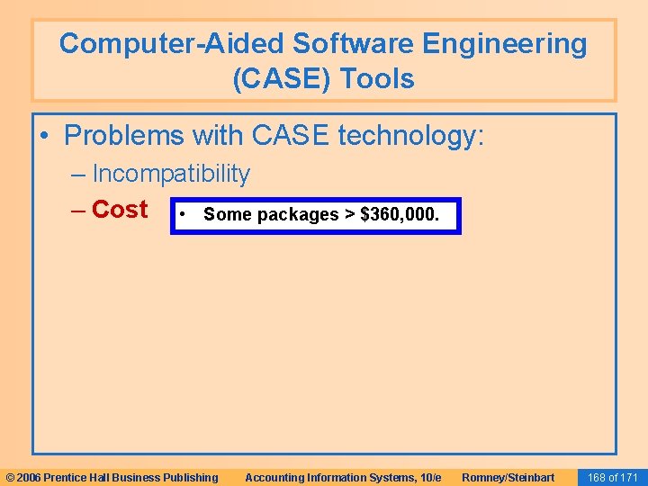 Computer-Aided Software Engineering (CASE) Tools • Problems with CASE technology: – Incompatibility – Cost Computer-Aided Software Engineering (CASE) Tools • Problems with CASE technology: – Incompatibility – Cost