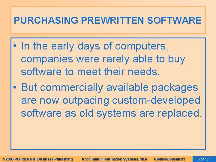 PURCHASING PREWRITTEN SOFTWARE • In the early days of computers, companies were rarely able PURCHASING PREWRITTEN SOFTWARE • In the early days of computers, companies were rarely able