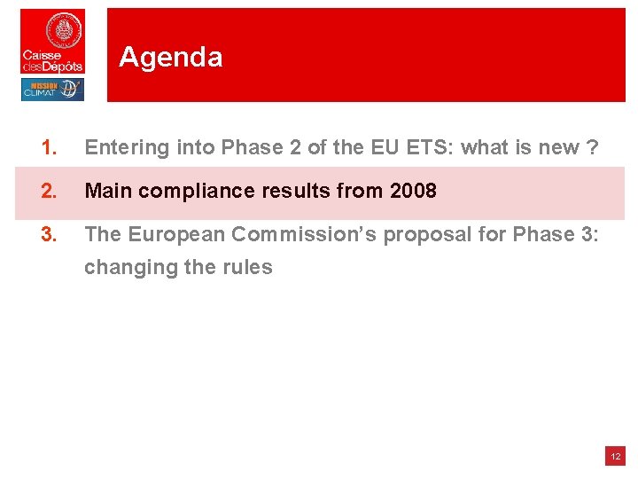 Agenda 1. Entering into Phase 2 of the EU ETS: what is new ? Agenda 1. Entering into Phase 2 of the EU ETS: what is new ?