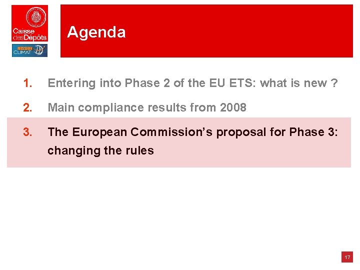 Agenda 1. Entering into Phase 2 of the EU ETS: what is new ? Agenda 1. Entering into Phase 2 of the EU ETS: what is new ?