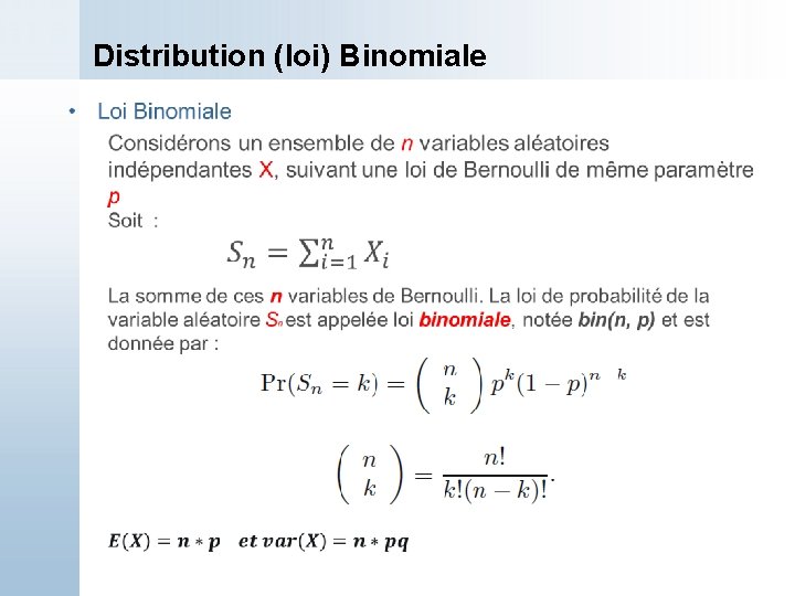 Distribution (loi) Binomiale 