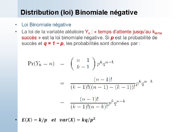 Distribution (loi) Binomiale négative 