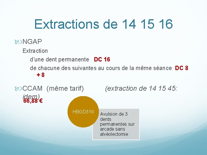 Extractions de 14 15 16 NGAP Extraction d’une dent permanente DC 16 de chacune