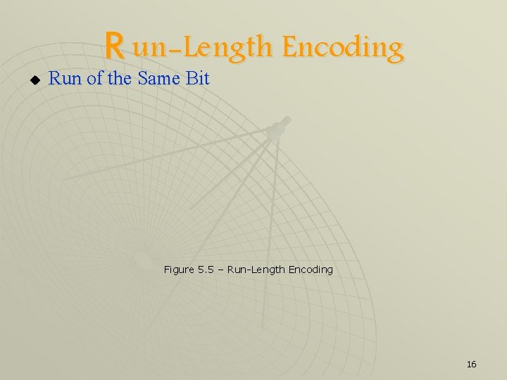 R un-Length Encoding u Run of the Same Bit Figure 5. 5 – Run-Length