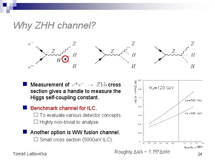 Why ZHH channel? n Measurement of cross section gives a handle to measure the Why ZHH channel? n Measurement of cross section gives a handle to measure the