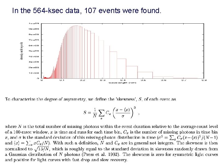 In the 564 -ksec data, 107 events were found. In the 564 -ksec data, 107 events were found.