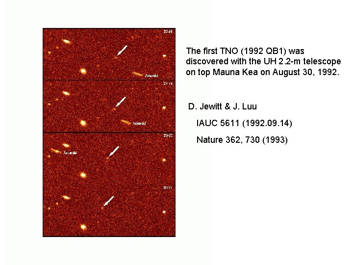 The first TNO (1992 QB 1) was discovered with the UH 2. 2 -m The first TNO (1992 QB 1) was discovered with the UH 2. 2 -m