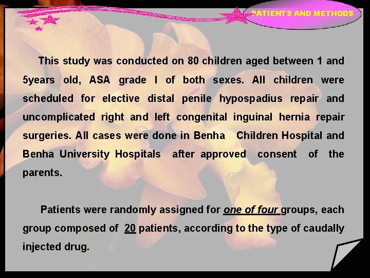 PATIENTS AND METHODS This study was conducted on 80 children aged between 1 and