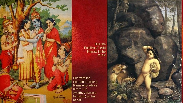 Bharata Painting of child Bharata in the forest Bharat Milap Bharatha meeting Rama who