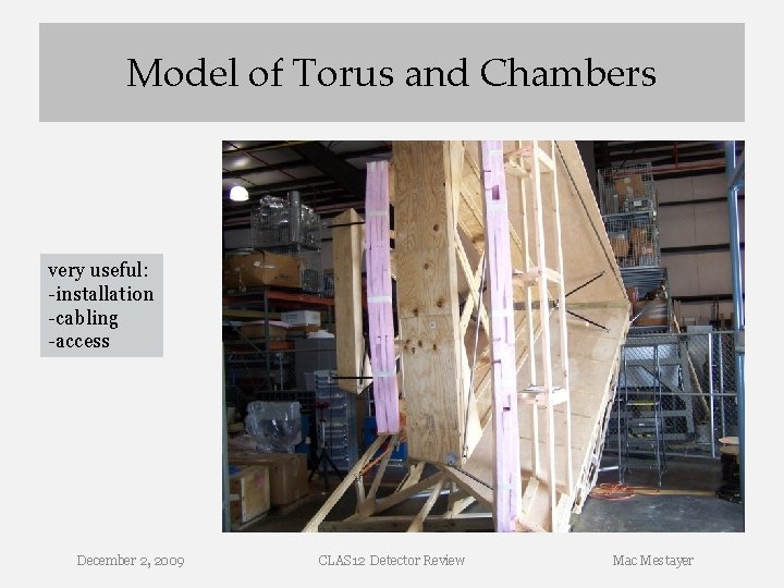 Model of Torus and Chambers very useful: -installation -cabling -access December 2, 2009 CLAS Model of Torus and Chambers very useful: -installation -cabling -access December 2, 2009 CLAS