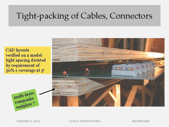 Tight-packing of Cables, Connectors CAD layouts verified on a model: tight spacing dictated by Tight-packing of Cables, Connectors CAD layouts verified on a model: tight spacing dictated by