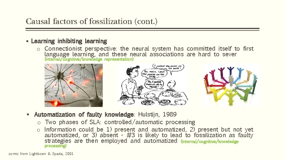 Causal factors of fossilization (cont. ) § Learning inhibiting learning o Connectionist perspective: the Causal factors of fossilization (cont. ) § Learning inhibiting learning o Connectionist perspective: the
