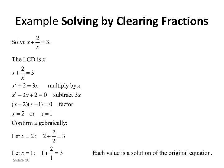 Solving Equations By Clearing Fractions Calculator