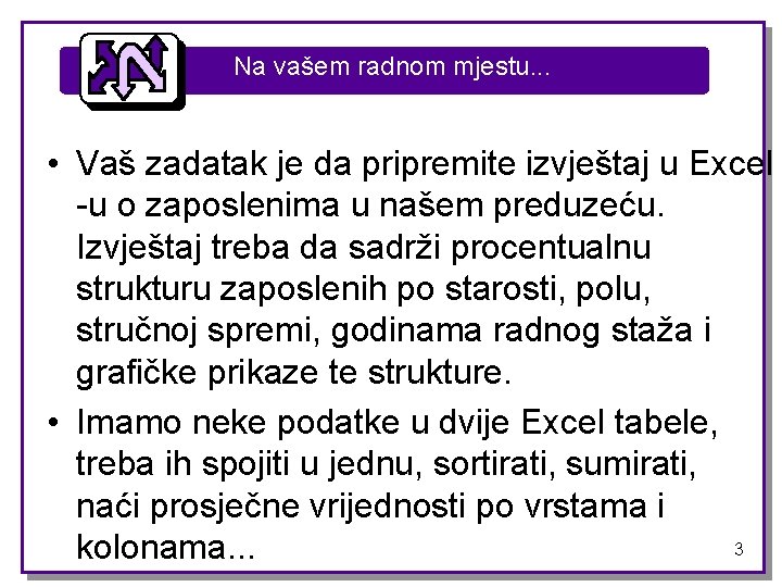 Na vašem radnom mjestu. . . • Vaš zadatak je da pripremite izvještaj u