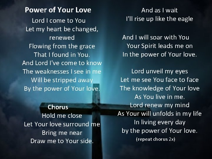 Power of Your Love Lord I come to You Let my heart be changed,