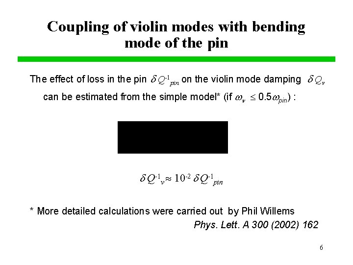 Coupling of violin modes with bending mode of the pin The effect of loss