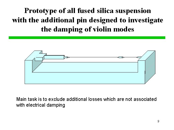 Prototype of all fused silica suspension with the additional pin designed to investigate the