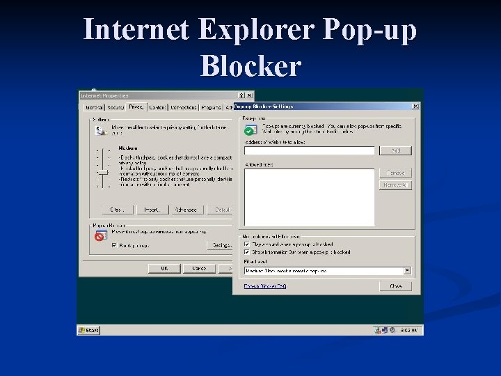 Internet Explorer Pop-up Blocker 