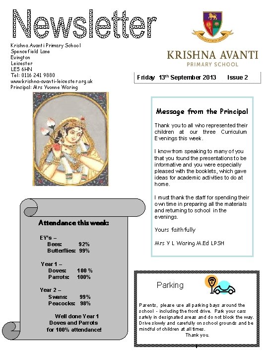 Krishna Avanti Primary School Spencefield Lane Evington Leicester LE 5 6 HN Tel: 0116