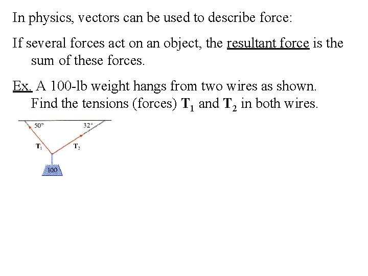 In physics, vectors can be used to describe force: If several forces act on In physics, vectors can be used to describe force: If several forces act on