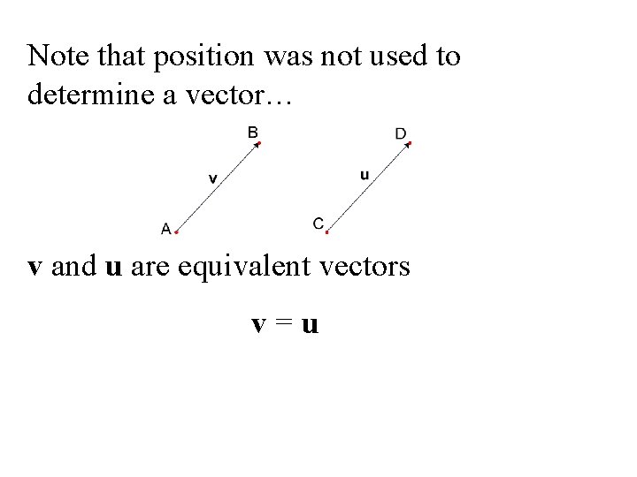 Note that position was not used to determine a vector… v and u are Note that position was not used to determine a vector… v and u are