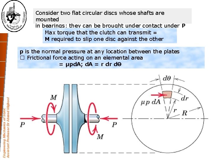 Consider two flat circular discs whose shafts are mounted in bearings: they can be
