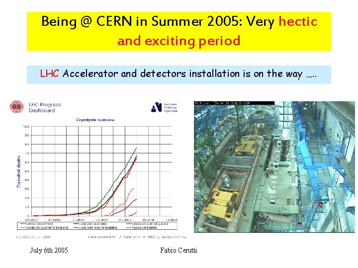 Being @ CERN in Summer 2005: Very hectic and exciting period LHC Accelerator and