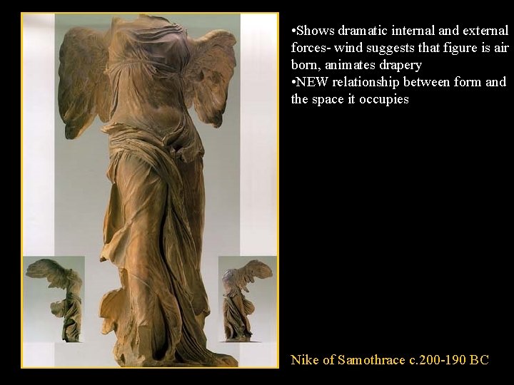 • Shows dramatic internal and external forces- wind suggests that figure is air • Shows dramatic internal and external forces- wind suggests that figure is air