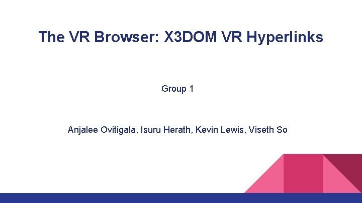 The VR Browser: X 3 DOM VR Hyperlinks Group 1 Anjalee Ovitigala, Isuru Herath,