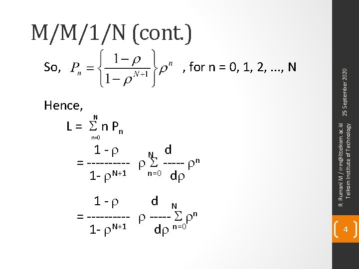 , for n = 0, 1, 2, . . . , N Hence, N