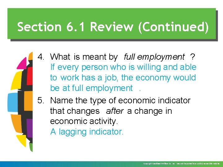 Section 6. 1 Review (Continued) 4. What is meant by full employment ? If