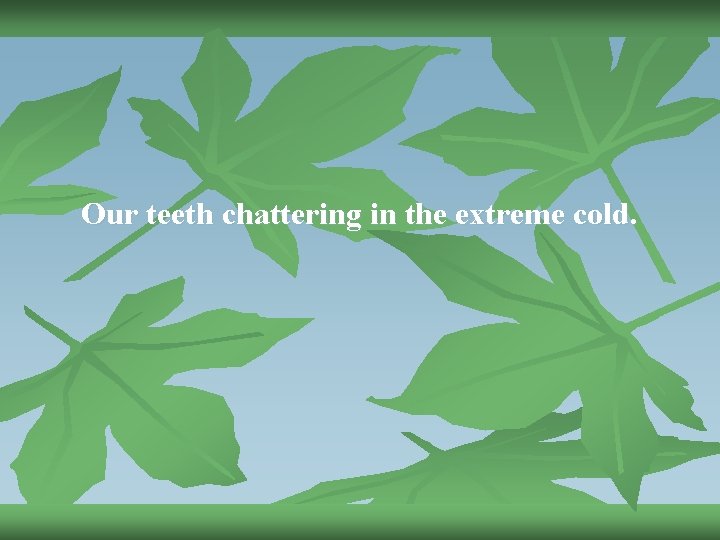 Our teeth chattering in the extreme cold. 