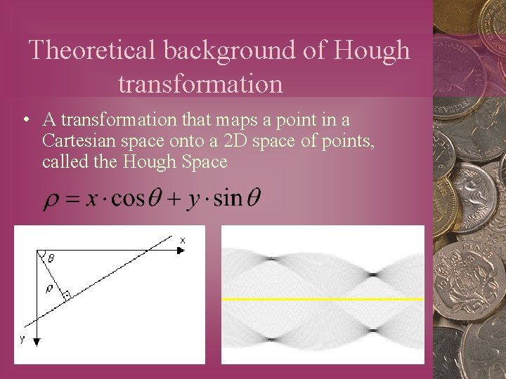 Theoretical background of Hough transformation • A transformation that maps a point in a