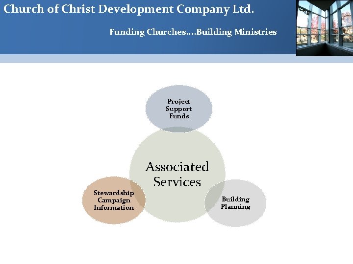 Church of Christ Development Company Ltd. Funding Churches. . Building Ministries Project Support Funds