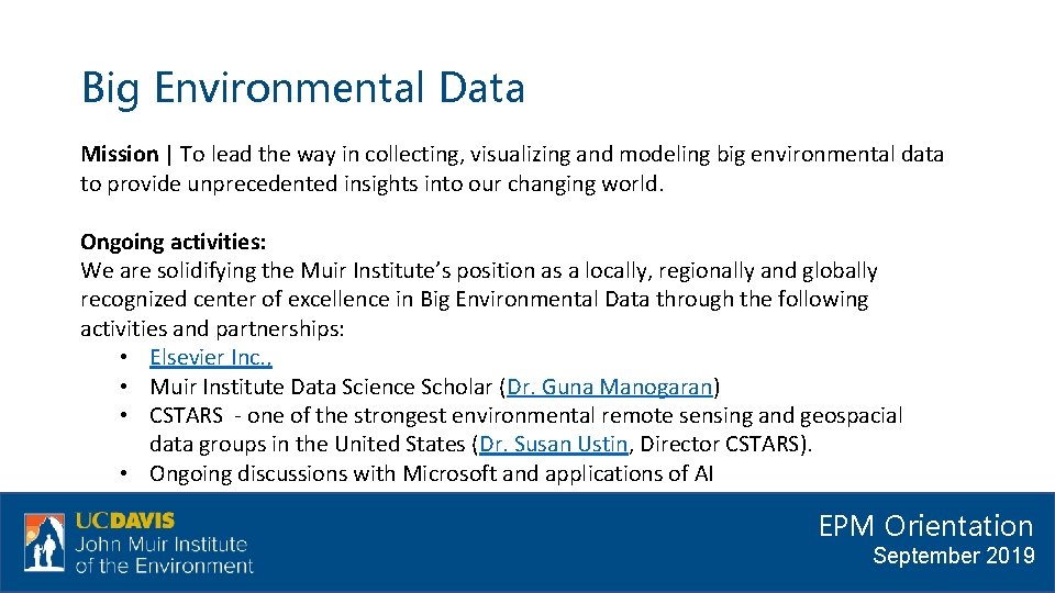 Big Environmental Data Mission | To lead the way in collecting, visualizing and modeling