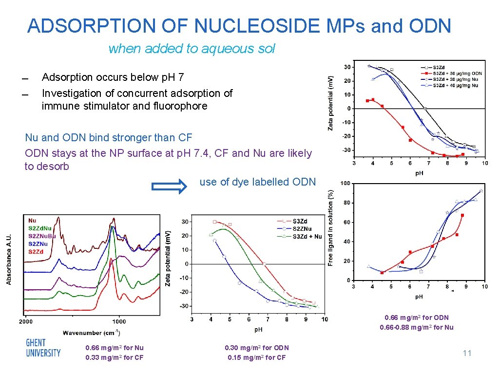 ADSORPTION OF NUCLEOSIDE MPs and ODN when added to aqueous sol Adsorption occurs below